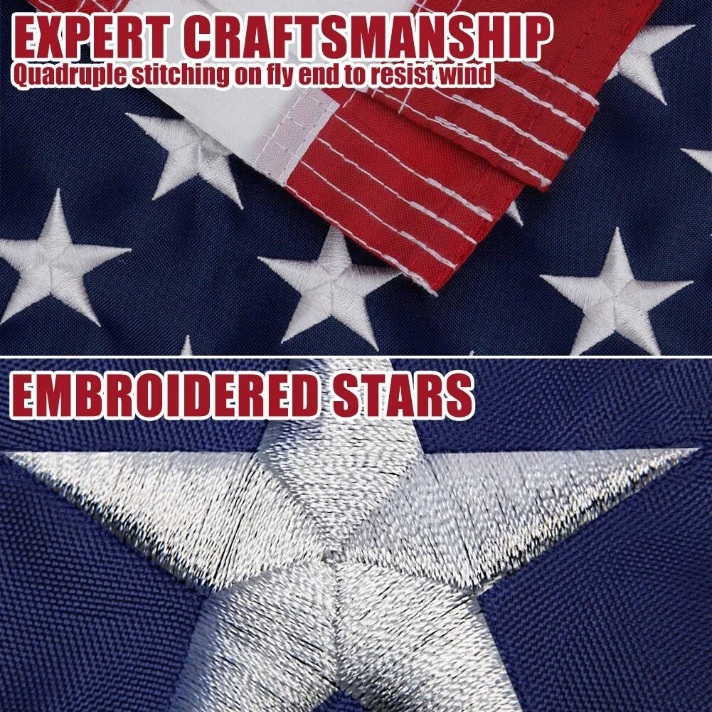 3x5 American Flag Outdoor Heavy Duty Nylon with Embroidered Stars and Sewn Stripes