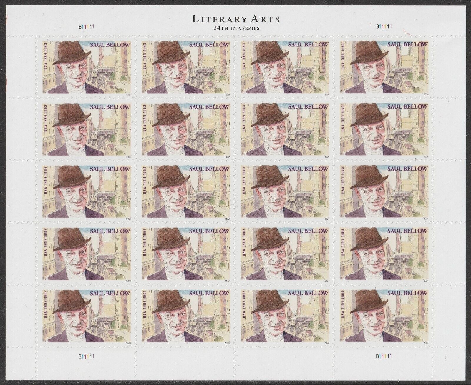 Literary Arts Saul Bellow Three Ounce Forever First Class Postage Stamps Perfect Weight for CDs